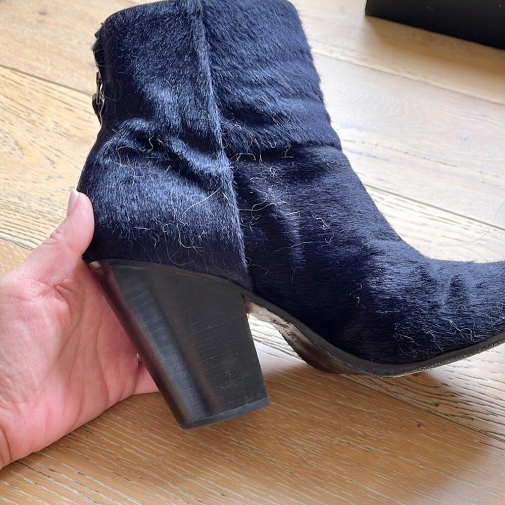 Rag & Bone Newbury Haircalf Ankle Boots Navy Black Size 38 / 8 - Picture 6 of 9